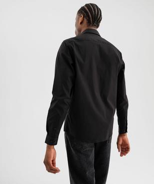 Chemise manches longues coupe droite en coton stretch homme vue3 - GEMO 4G HOMME - GEMO