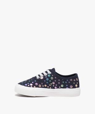 Baskets fille en toile à motifs brillants avec lacets élastiques vue4 - GEMO 4G FILLE - GEMO