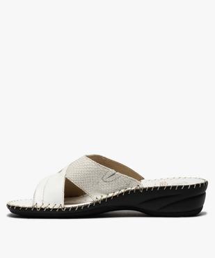 Mules femme confort en cuir à petit talon compensé vue3 - GEMO (CONFORT) - GEMO
