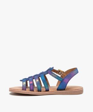 Sandales filles à brides multiples en cuir irisé vue3 - GEMO (ENFANT) - GEMO