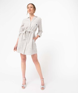 Robe chemise femme à manches longues rayée - LuluCastagnette vue5 - LULUCASTAGNETTE - GEMO