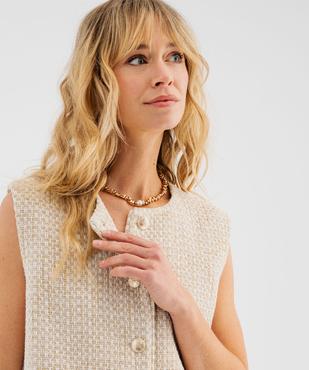 Veste sans manches en tweed brillant femme vue3 - GEMO(FEMME PAP) - GEMO