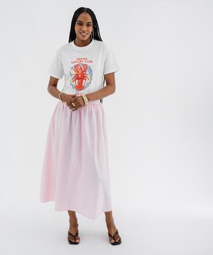 Tee-shirt manches courtes coupe ample avec motif sur l’avant femme vue4 - GEMO 4G FEMME - GEMO