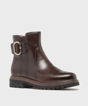 Boots plat dessus cuir avec semelle crantée femme - Tanéo vue2 - TANEO - GEMO