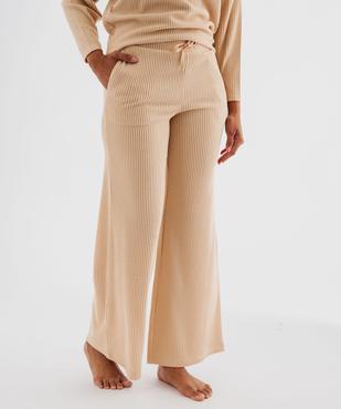 Bas de pyjama large en maille côtelée extra douce femme vue1 - GEMO 4G FEMME - GEMO