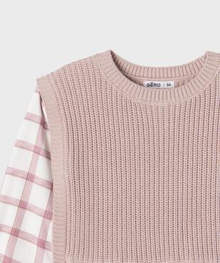 Pull avec manches et volants en coton effet 2 en 1 fille vue3 - GEMO (ENFANT) - GEMO