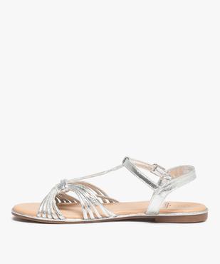 Sandales femme à talon plat et fines brides métallisées  vue3 - GEMO (CASUAL) - GEMO