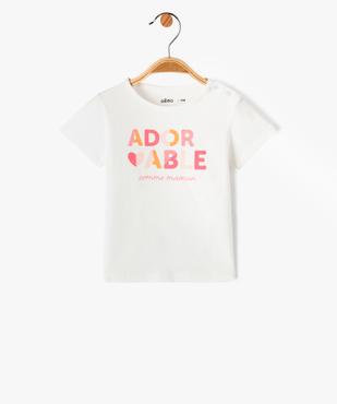 Tee-shirt bébé fille en coton à manches courtes et motif pailleté vue1 - PREMIER PRIX BY GEMO - GEMO
