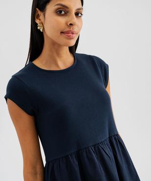 Robe bi-matières à manches courtes femme  vue3 - GEMO(FEMME PAP) - GEMO