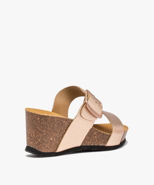 Mules femme compensées à larges brides en cuir vue4 - GEMO 4G FEMME - GEMO