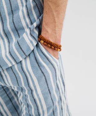 Bermuda rayé en textile de coton tissé homme vue2 - GEMO 4G HOMME - GEMO