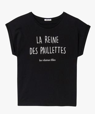Tee-shirt femme à manches courtes avec message pailleté vue4 - GEMO(FEMME PAP) - GEMO