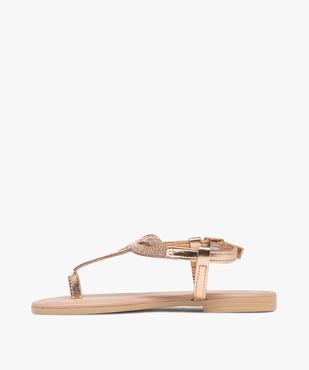 Sandales fille avec brides entre-doigts effet métallisé et à strass vue3 - GEMO (ENFANT) - GEMO