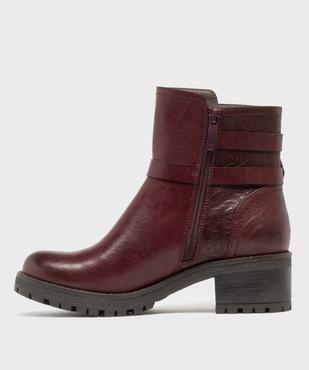 Boots zippées à talon et semelle crantée femme vue3 - EMILIA ROSA - GEMO