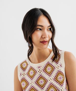 Débardeur en maille ajourée façon macramé femme vue2 - GEMO(FEMME PAP) - GEMO