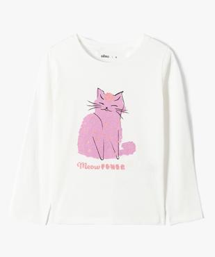 Tee-shirt fille à manches longues avec motif pailleté vue1 - GEMO (ENFANT) - GEMO