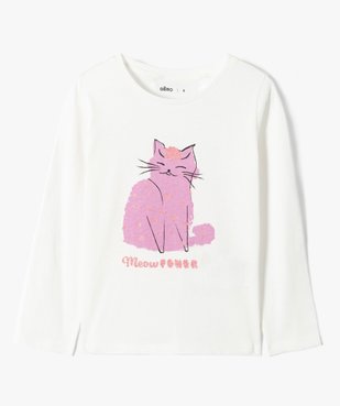 Tee-shirt fille à manches longues avec motif pailleté vue1 - GEMO (ENFANT) - GEMO