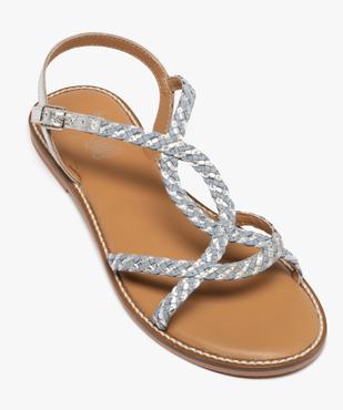 Sandales en cuir à brides tressées et talon plat femme vue5 - TANEO GEMO FOR GOOD - GEMO