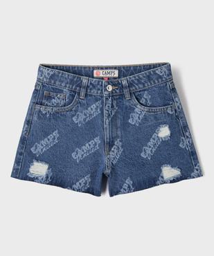 Short en jean avec inscriptions et marques d’usure fille - Camps United vue1 - CAMPS - GEMO