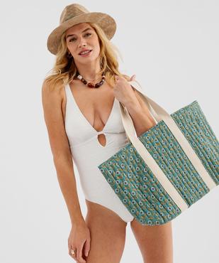 Sac cabas zippé grand format en toile fleurie femme vue1 - GEMO (ACCESS) - GEMO