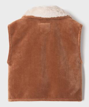 Veste sans manches fourrée en velours ras fille vue3 - GEMO (ENFANT) - GEMO