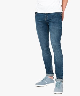 Jean homme skinny délavé avec plis sur les hanches vue1 - GEMO (HOMME) - GEMO