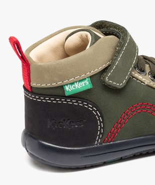 Chaussures premiers pas bébé garçon en cuir à lacets élastiques et à scratch - Kickers vue6 - KICKERS - GEMO