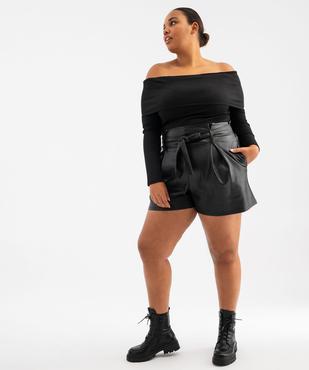 Tee-shirt manches longues col Bardot épaules dénudées femme grande taille vue7 - GEMO (G TAILLE) - GEMO
