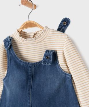 Ensemble robe en jean + tee-shirt manches longues bébé fille vue2 - GEMO(BEBE DEBT) - GEMO