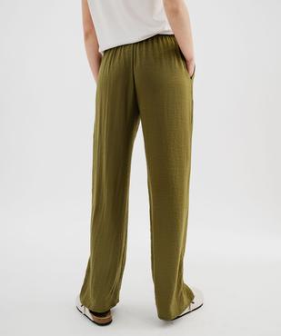 Pantalon ample en satin froissé femme vue3 - GEMO 4G FEMME - GEMO
