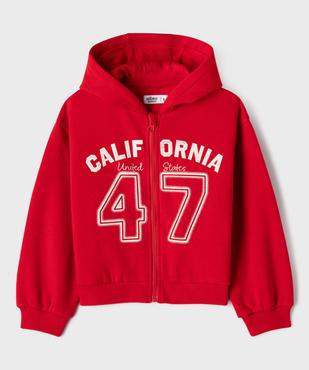 Sweat zippé à capuche avec inscription fille vue1 - GEMO 4G FILLE - GEMO