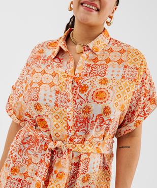 Robe chemise longue à manches courtes en maille fluide femme grande taille vue4 - GEMO 4G GT - GEMO