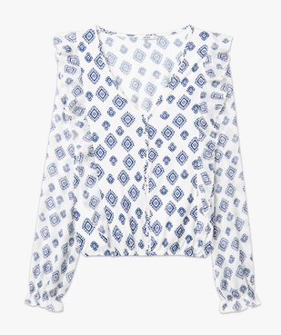 Tee-shirt femme imprimé à manches longues en voile et volants vue4 - GEMO(FEMME PAP) - GEMO