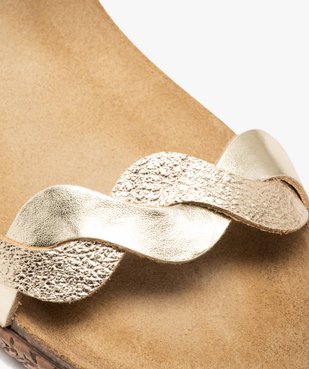 Sandales femmes compensées à brides fantaisie en cuir vue6 - GEMO (CASUAL) - GEMO