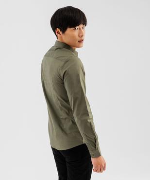 Chemise unie coupe slim en coton stretch homme vue3 - GEMO 4G HOMME - GEMO