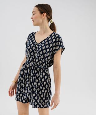 Combishort imprimé en viscose fluide femme vue1 - GEMO 4G FEMME - GEMO