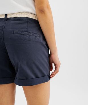 Short ample en coton stretch avec ceinture tressée femme vue4 - GEMO(FEMME PAP) - GEMO