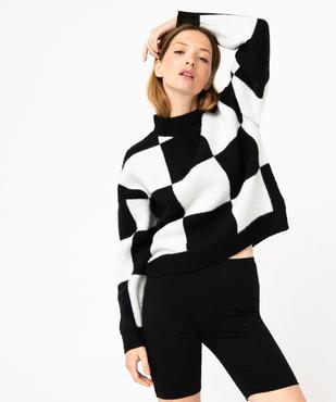 Pull court à motif damier femme vue1 - GEMO(FEMME PAP) - GEMO