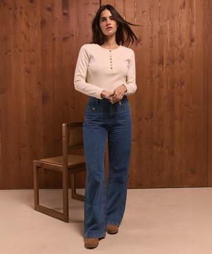 Jean Flare en denim extensible à effet pont femme - LuluCastagnette vue4 - LULU CASTAGNETTE GEMO FOR GOOD - GEMO