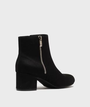 Boots femme à talon carré en suédine unie et zip décoratif vue10 - VALENTINA BALDA - GEMO