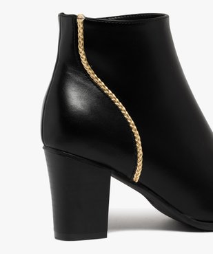 Boots femme à talon et zip avec liseré tressé et doré vue7 - GEMO(URBAIN) - GEMO