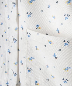 Veste fille en denim à motifs fleuris vue3 - GEMO 4G FILLE - GEMO