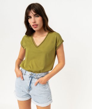 Tee-shirt à manches courtes avec finitions scintillantes femme vue1 - GEMO 4G FEMME - GEMO