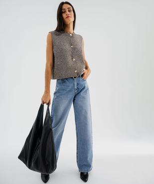 Gilet sans manches oversize avec boutons fantaisie femme  vue5 - GEMO(FEMME PAP) - GEMO