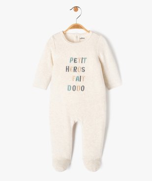 Pyjama en velours avec message brodé bébé garçon  vue1 - GEMO 4G BEBE - GEMO