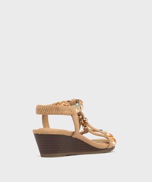 Sandales à talon compensé et brides bijoux femme - Emilia Rosa vue4 - EMILIA ROSA - GEMO