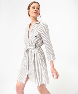 Robe chemise femme à manches longues rayée - LuluCastagnette vue6 - LULUCASTAGNETTE - GEMO