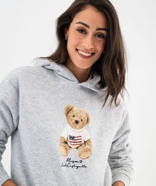 Sweat à capuche avec broderie femme - LuluCastagnette vue2 - LULU CASTAGNETTE GEMO FOR GOOD - GEMO