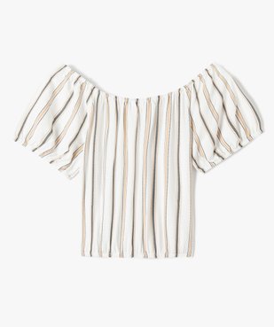 Chemise fille à col Bardot et manches courtes vue3 - GEMO (JUNIOR) - GEMO