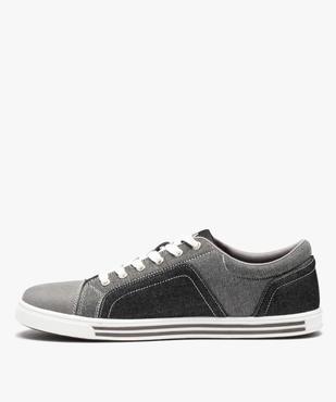 Baskets homme casual en toile imitation denim vue3 - GEMO (CASUAL) - GEMO